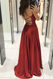 Celebrities Elegant Solid Backless V Neck Princess Dresses