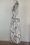 Street Geometric Printing Stringy Selvedge V Neck Irregular Dress Dresses