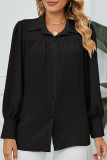 Work Elegant Solid Buttons Turndown Collar Tops