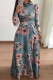 Elegant Print Patchwork Mandarin Collar Asymmetrical Dresses