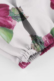 Sweet Elegant Print Bandage Patchwork Off the Shoulder Tops