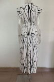 Street Geometric Printing Stringy Selvedge V Neck Irregular Dress Dresses