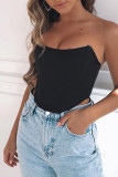Sexy Solid Backless Asymmetrical Collar Tops