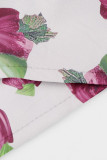 Sweet Elegant Print Bandage Patchwork Off the Shoulder Tops