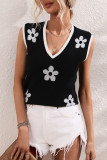 Casual Simplicity Geometric Patchwork V Neck Tops