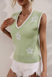Casual Simplicity Geometric Patchwork V Neck Tops