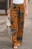 Casual Print Patchwork Loose Mid Waist Straight Full Print Bottoms