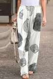 Casual Print Patchwork Loose Mid Waist Straight Full Print Bottoms