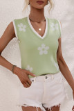 Casual Simplicity Geometric Patchwork V Neck Tops