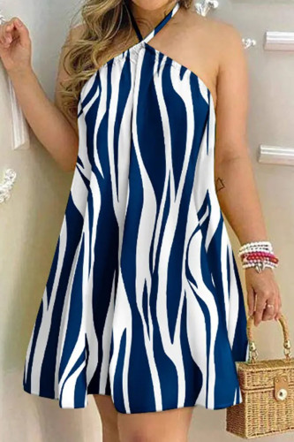 Casual Vacation Geometric Patchwork Halter Dresses