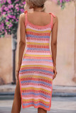 Sweet Elegant Color Block Bandage V Neck Sling Dress Dresses