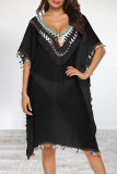 Sweet Vacation Solid Tassel Swimwears Cover Up