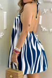 Casual Vacation Geometric Patchwork Halter Dresses