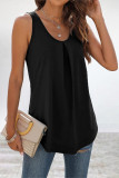 Casual Simplicity Solid Fold O Neck Tops