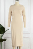 Sexy Elegant Solid Zipper O Neck One Step Skirt Dresses