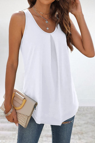 Casual Simplicity Solid Fold O Neck Tops