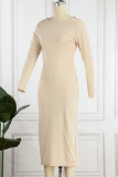 Sexy Elegant Solid Zipper O Neck One Step Skirt Dresses
