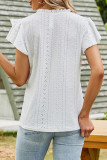 Casual Simplicity Solid Stringy Selvedge V Neck T-Shirts