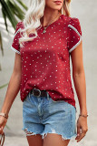 Casual Dot Patchwork O Neck T-Shirts
