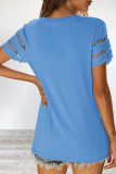 Casual Simplicity Solid Hollowed Out O Neck T-Shirts