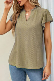 Casual Simplicity Solid Stringy Selvedge V Neck T-Shirts