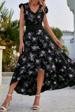 Sweet Elegant Print Patchwork V Neck Princess Dresses