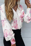 Work Simplicity Print Buttons V Neck Tops