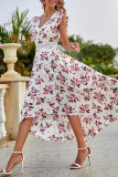 Sweet Elegant Print Patchwork V Neck Princess Dresses
