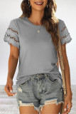 Casual Simplicity Solid Hollowed Out O Neck T-Shirts