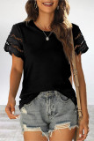 Casual Simplicity Solid Hollowed Out O Neck T-Shirts