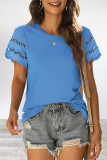 Casual Simplicity Solid Hollowed Out O Neck T-Shirts
