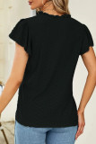 Casual Simplicity Solid Stringy Selvedge V Neck T-Shirts