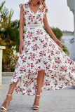 Sweet Elegant Print Patchwork V Neck Princess Dresses