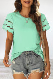 Casual Simplicity Solid Hollowed Out O Neck T-Shirts