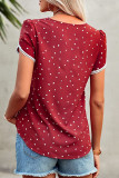Casual Dot Patchwork O Neck T-Shirts