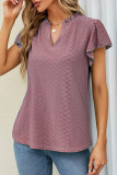 Casual Simplicity Solid Stringy Selvedge V Neck T-Shirts