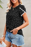 Casual Dot Patchwork O Neck T-Shirts