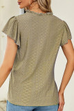 Casual Simplicity Solid Stringy Selvedge V Neck T-Shirts