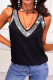 Casual Solid Sequins V Neck Tops