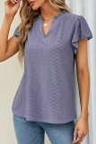 Casual Simplicity Solid Stringy Selvedge V Neck T-Shirts