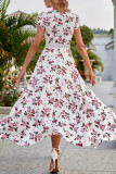 Sweet Elegant Print Patchwork V Neck Princess Dresses