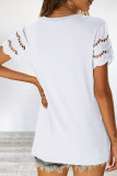 Casual Simplicity Solid Hollowed Out O Neck T-Shirts