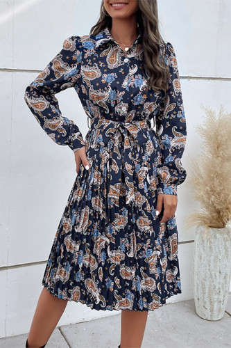 Celebrities Elegant Print Buckle A Line Dresses