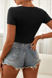 Sweet Simplicity Solid Fold O Neck T-Shirts