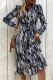 Celebrities Elegant Print Patchwork Turndown Collar A Line Dresses