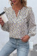 Work Elegant Print Flounce V Neck Tops