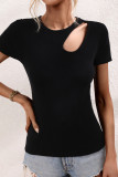 Simplicity Basis Solid Solid Color O Neck T-Shirts