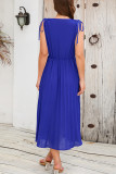 Sexy Elegant Solid Frenulum Fold V Neck Pleated Dresses