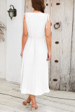 Sexy Elegant Solid Frenulum Fold V Neck Pleated Dresses