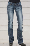 Street Solid Make Old Mid Waist Denim Jeans